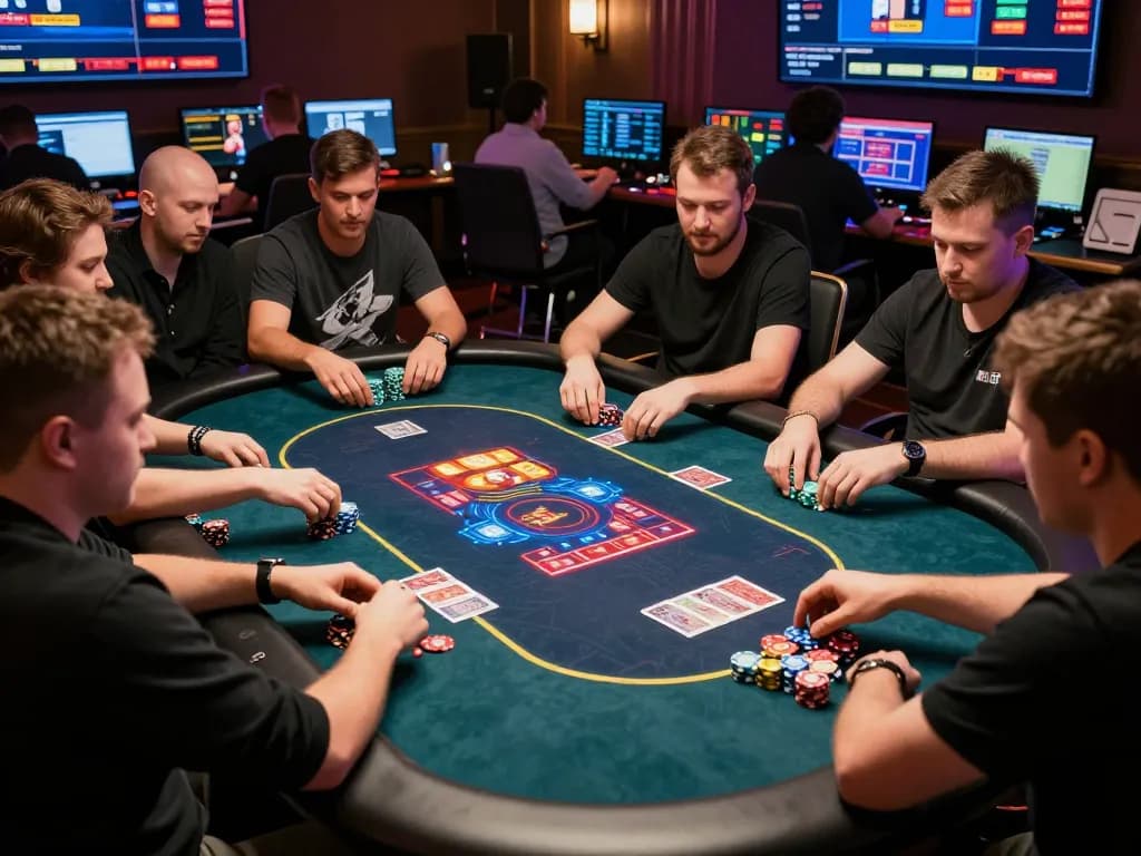 Zowin online poker action with players in intense gameplay showcasing strategic betting