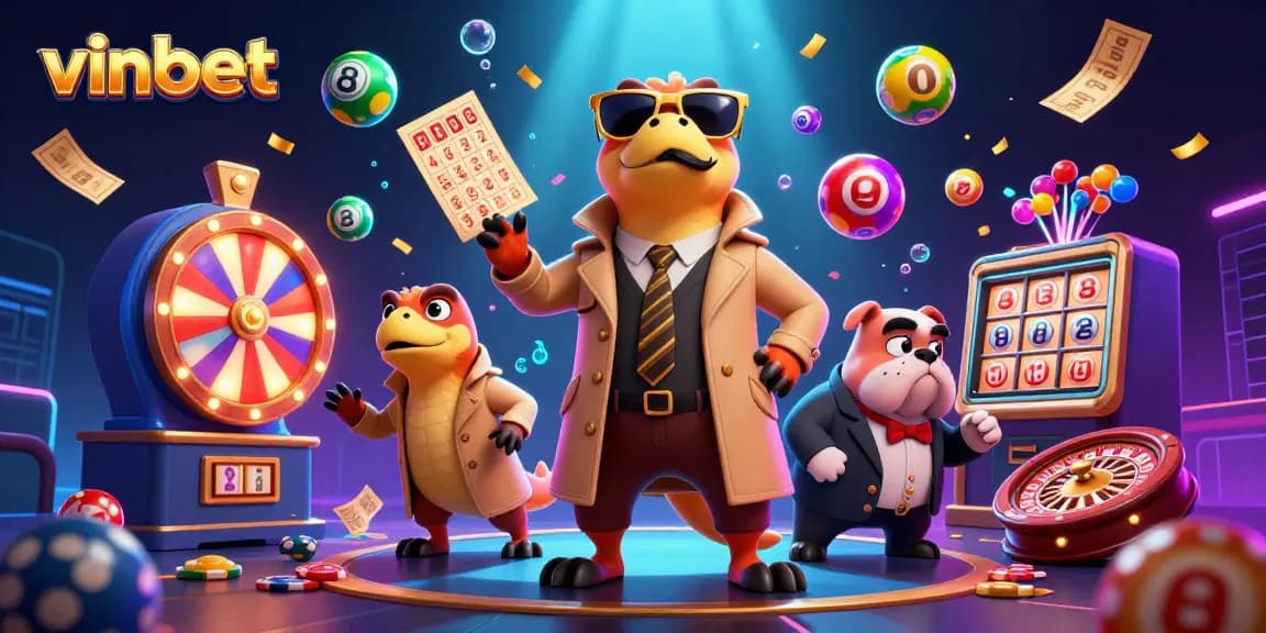 Experience exciting gaming at vinbet with raptors in a trench coat entering a VIP casino lounge.