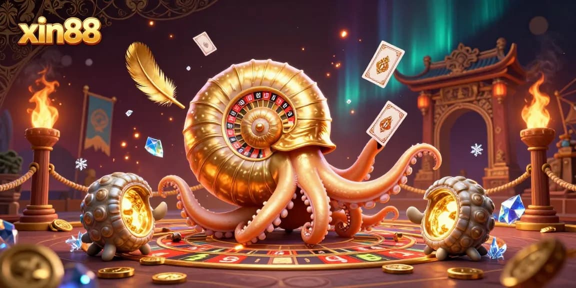 Experience thrilling gambling with xin88's ancient nautilus leading a vibrant casino scene.