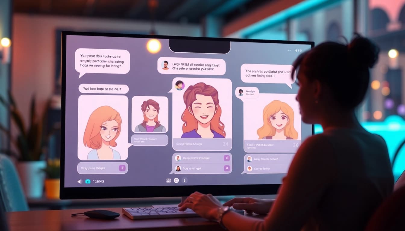 Engaging chat interface showcasing best NSFW AI features with vibrant character designs.