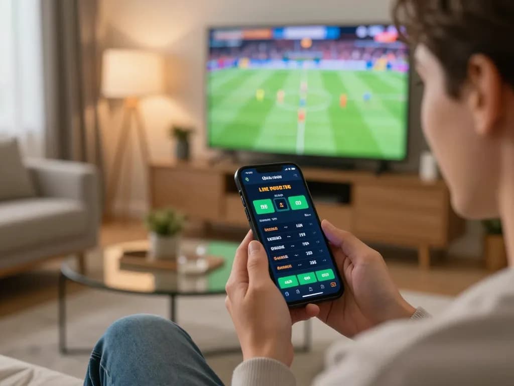 HDBET user placing bets confidently on a smartphone while enjoying a live sports game