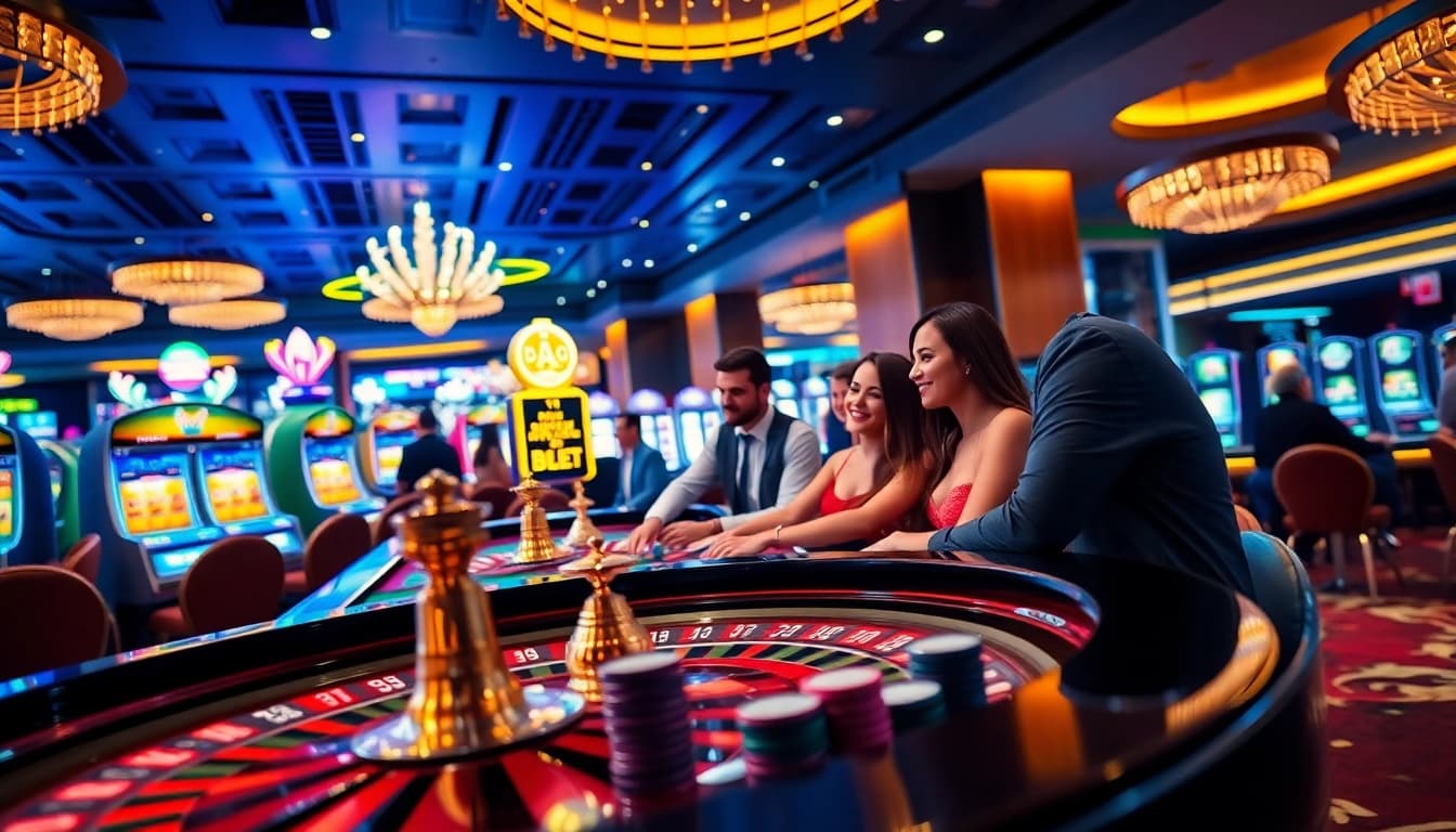 Players enjoying thrilling games at i9bet casino, experiencing excitement and luxury.