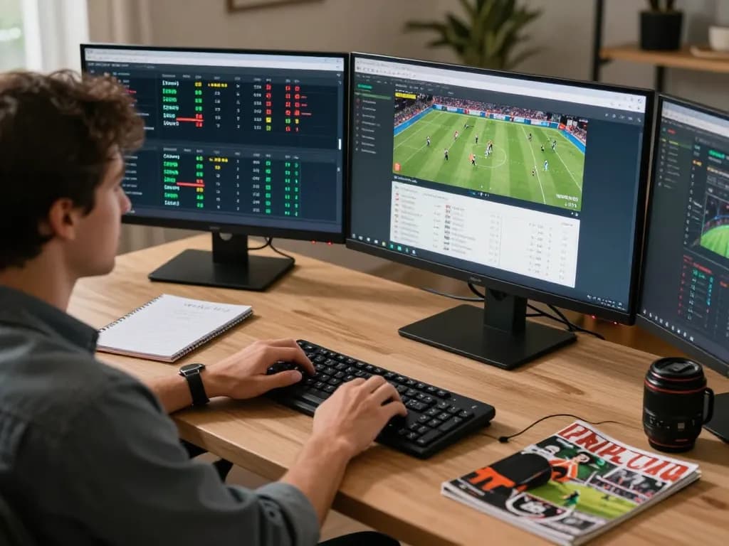Engaging home setup for MAX88 online sports betting with live match updates and strategic notes.