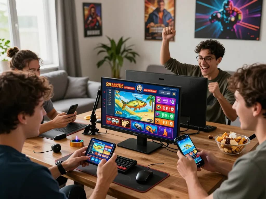 Exciting SC88 trang chủ gaming scene with players enjoying mobile app in vibrant atmosphere.