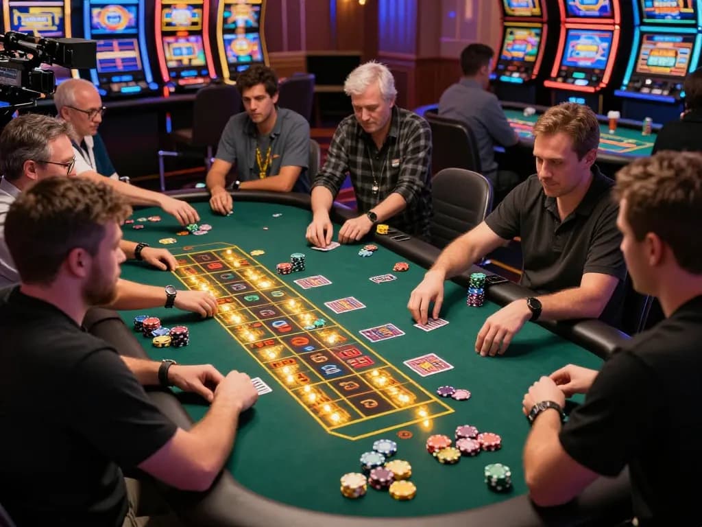 Watch players engage in high-stakes gambling at digitalwala casino, showcasing vibrant game tables.