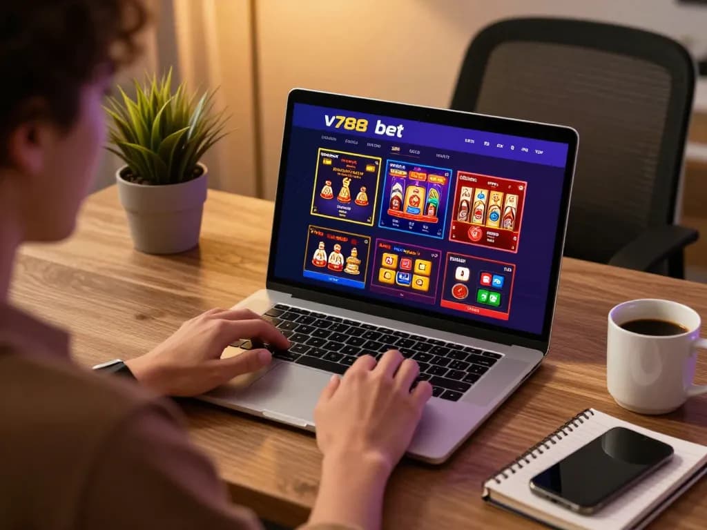 Experience v788 bet action at home with an engaging online gaming setup featuring various casino games