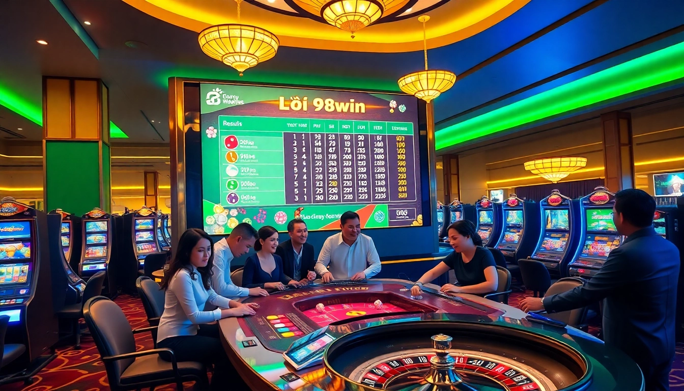 Lô đề 98win lottery players eagerly betting in a luxurious online gambling environment.