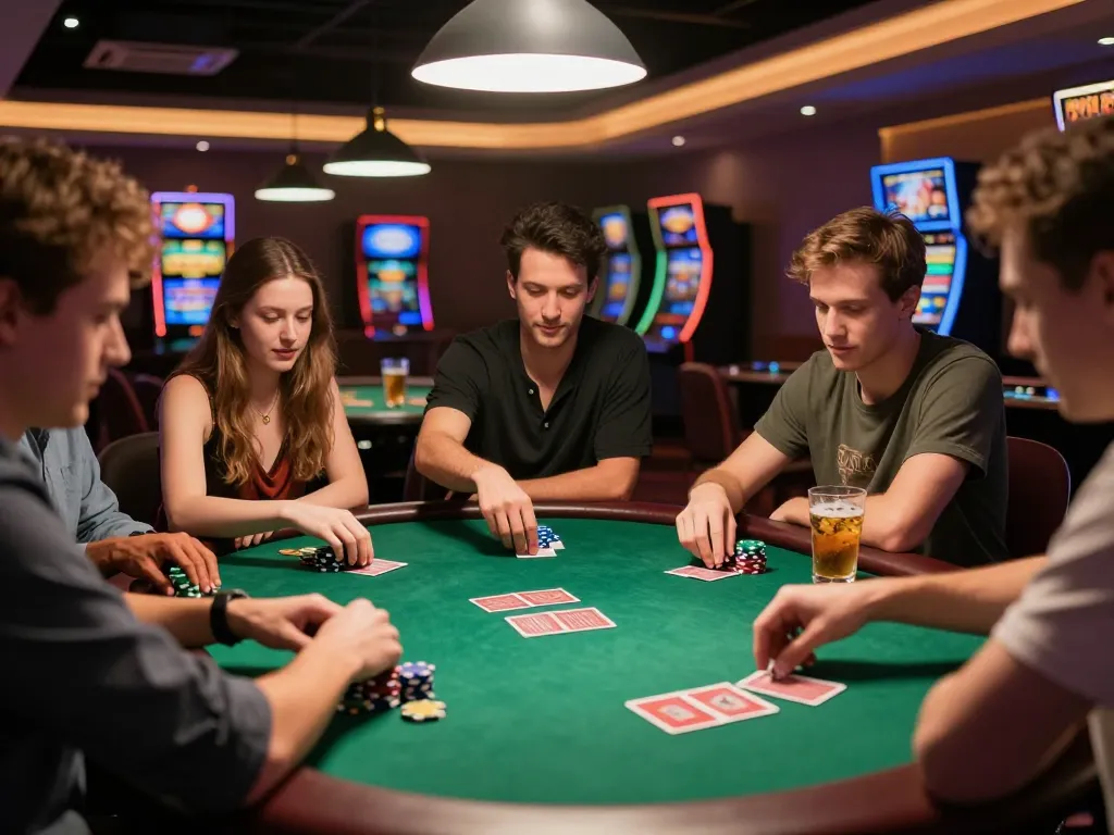 Friends celebrating their big win while playing poker at New PK Luck Casino, illustrating the thrill of social gaming.