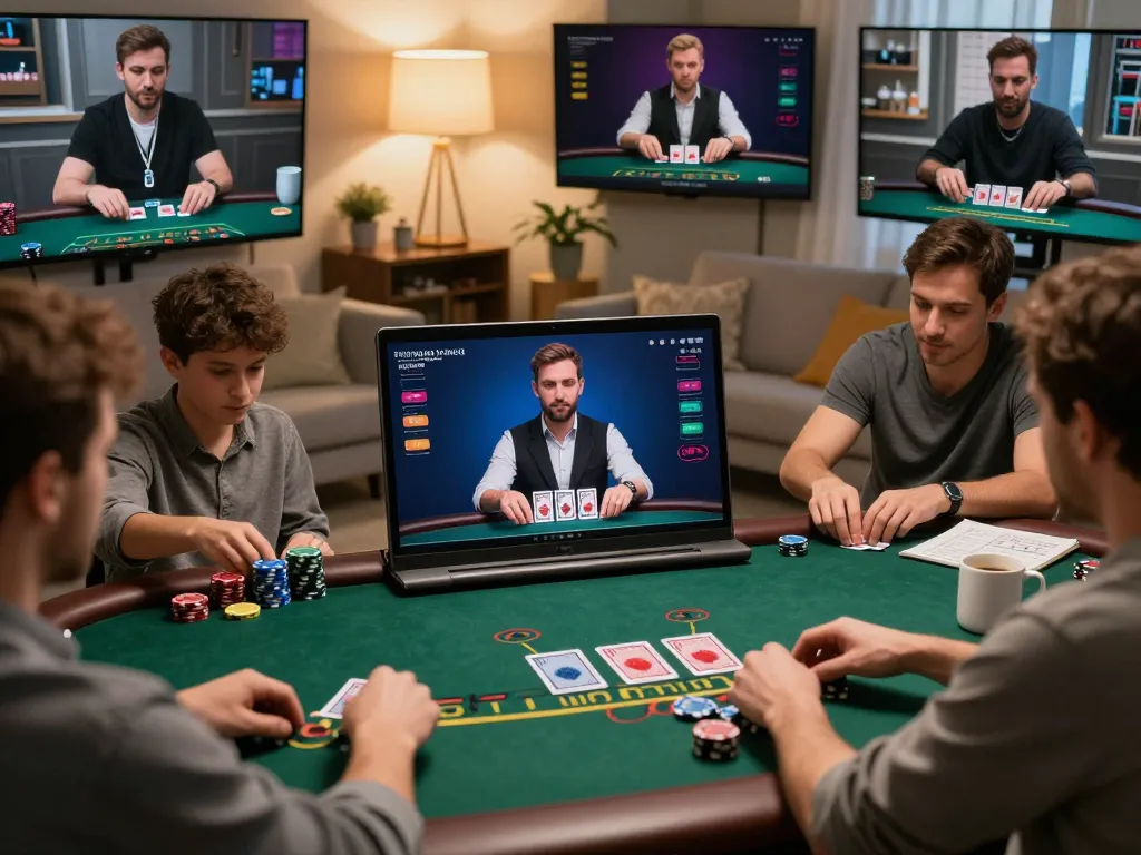 cm88ninja players enjoying an interactive online blackjack session with a live dealer in a cozy setting