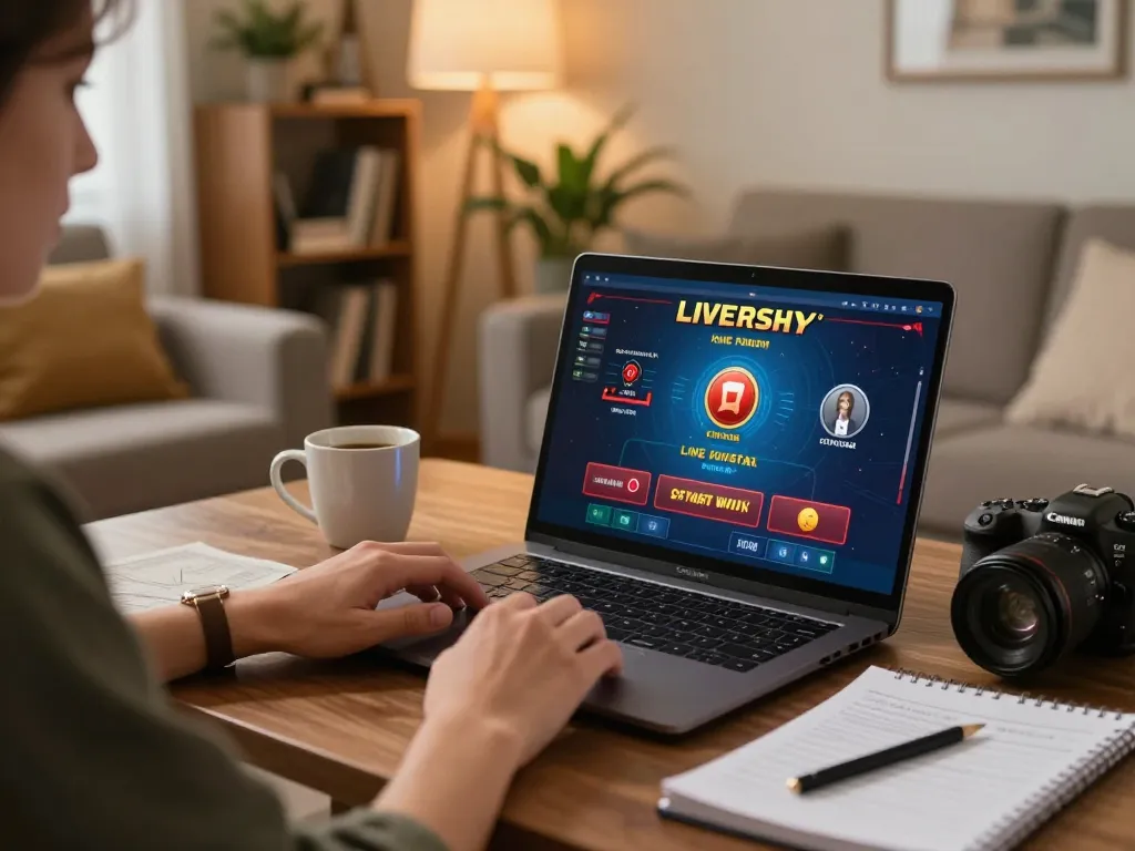 Engaging in 92slot live dealer games from home, showcasing responsible online gaming.