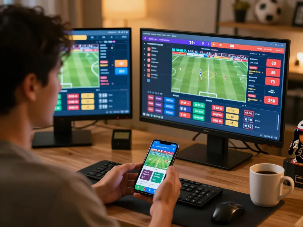 Placing bets on kèo nhà cái 5 using multiple screens for online sports betting excitement