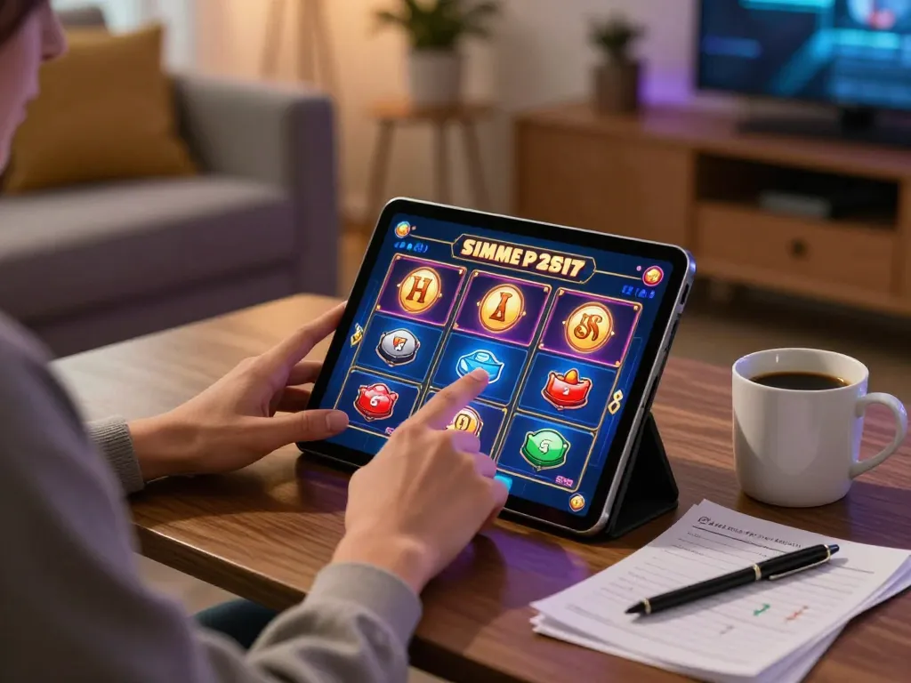 Pucuk138 player engaging with online slot games at home, highlighting a strategic approach to gaming