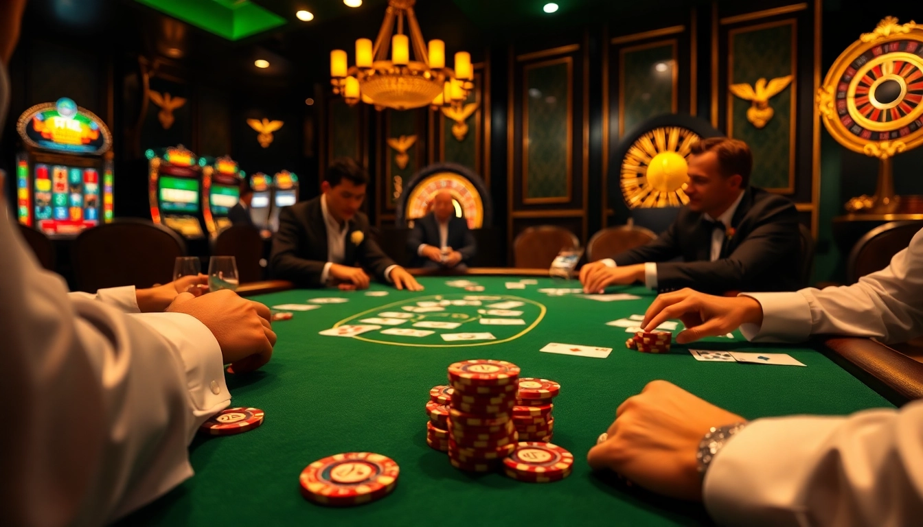 Engaging casino scene highlighting 68VIP with poker players at a luxurious table.