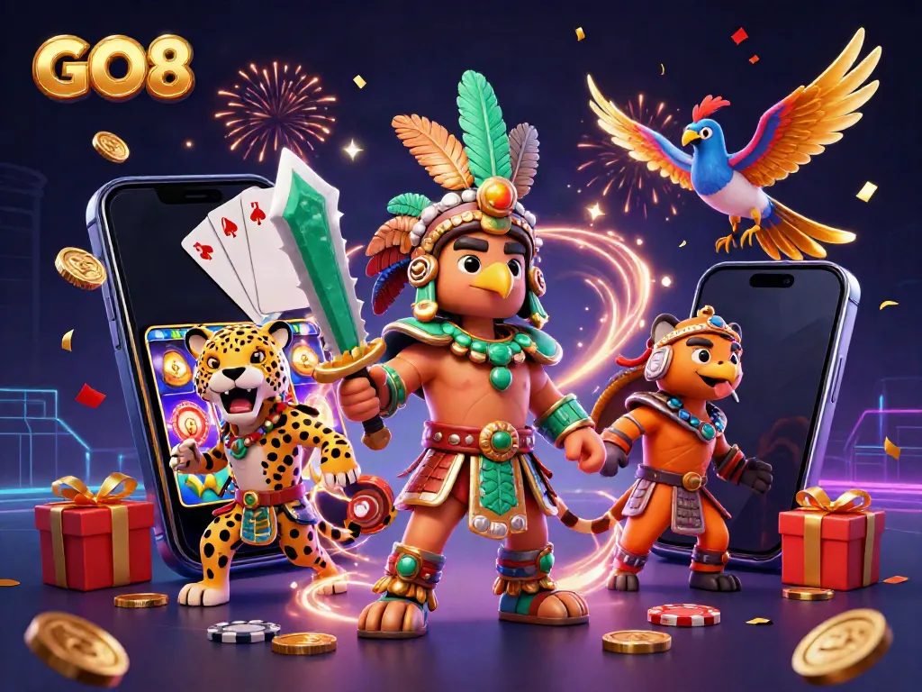 Engage in exciting slots and games at GO8 with colorful characters and dynamic gambling elements.