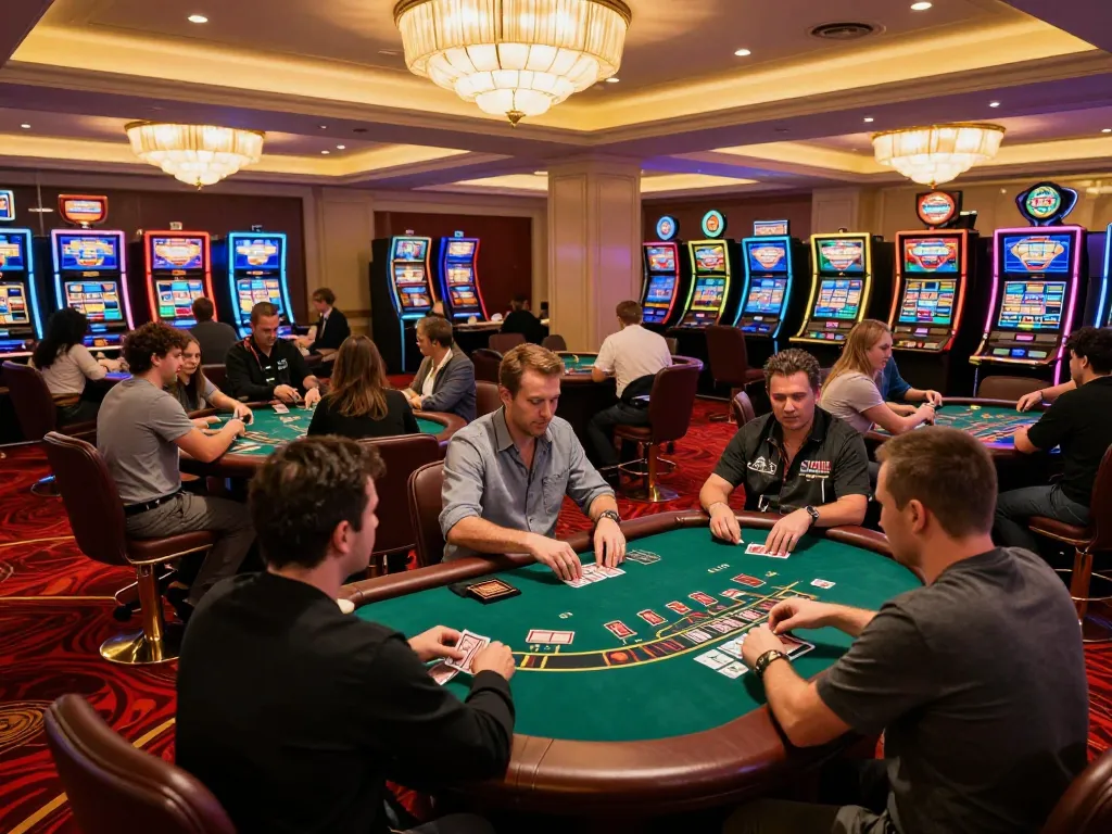 Players strategizing at blackjack tables while enjoying the thrill of SC88 casino gaming.