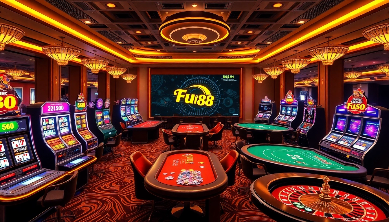 Experience thrilling gaming action at Fun 88 with vibrant slot machines and exciting table games.