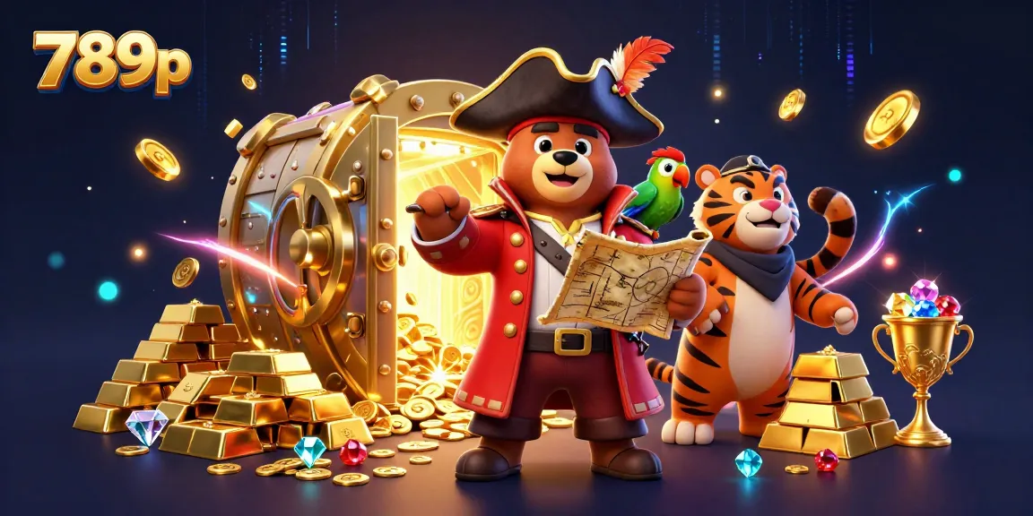 Engage with thrilling games at 789p, featuring a pirate captain and a tiger in a vibrant treasure scene.