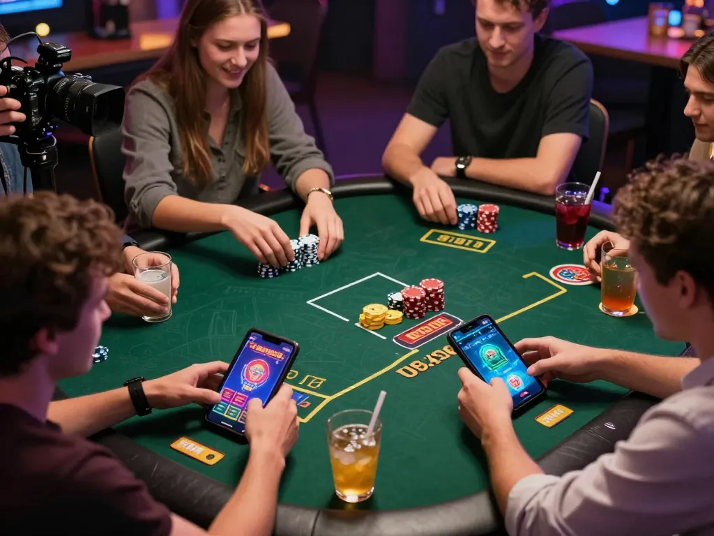 Friends enjoying a poker game on LV88, showcasing a lively online gaming atmosphere with dynamic betting.