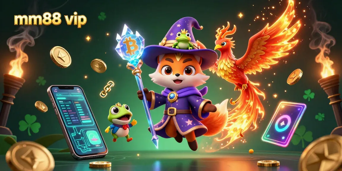 Experience exciting gameplay at mm88 vip with a vibrant 3D illustration showcasing dynamic casino elements.