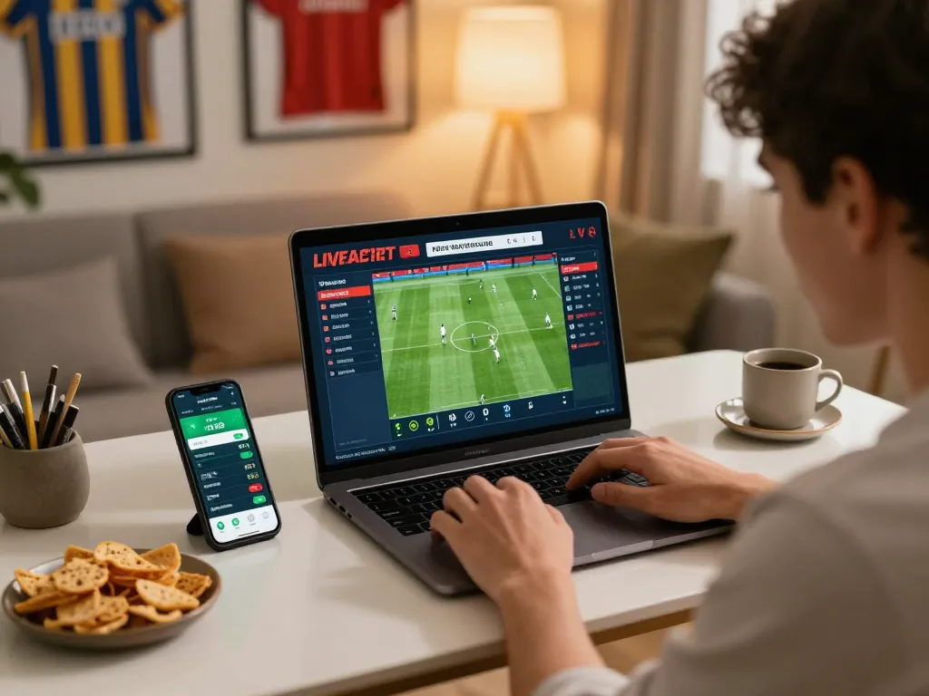 va88 sports betting setup with excited gambler placing wagers on live football matches