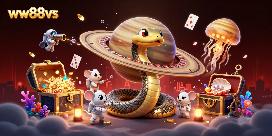 Engage with exciting bets in the ultra-detailed 3D ww88vs casino scene featuring cosmic characters.