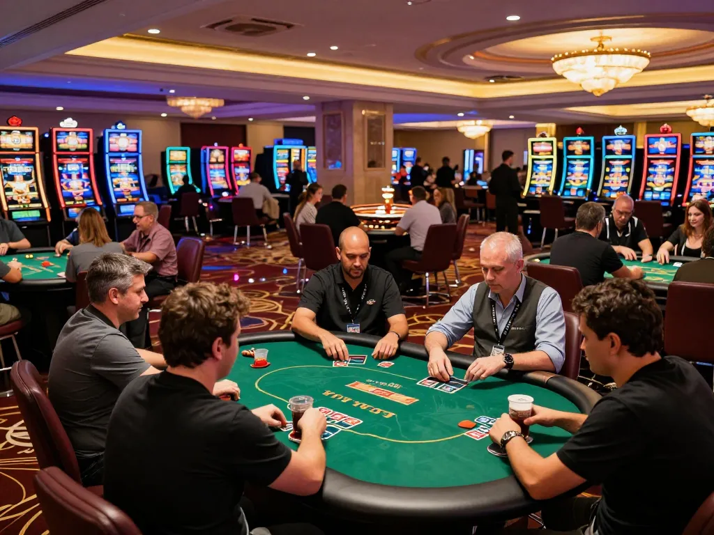 Players strategizing and enjoying games at SHBET casino tables in a vibrant atmosphere.