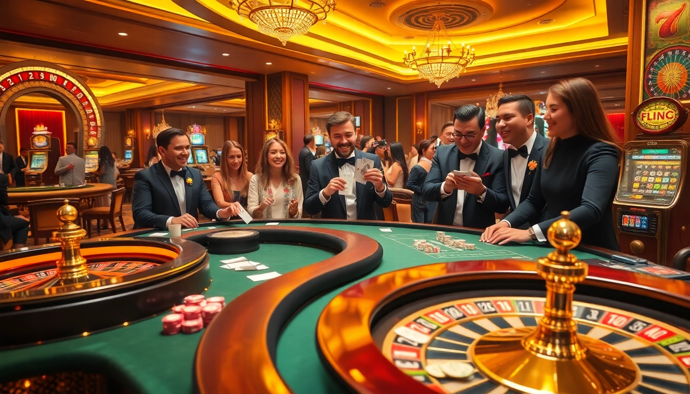 Experience the excitement of a lucky win at a sophisticated casino with vibrant games and thrilled players.