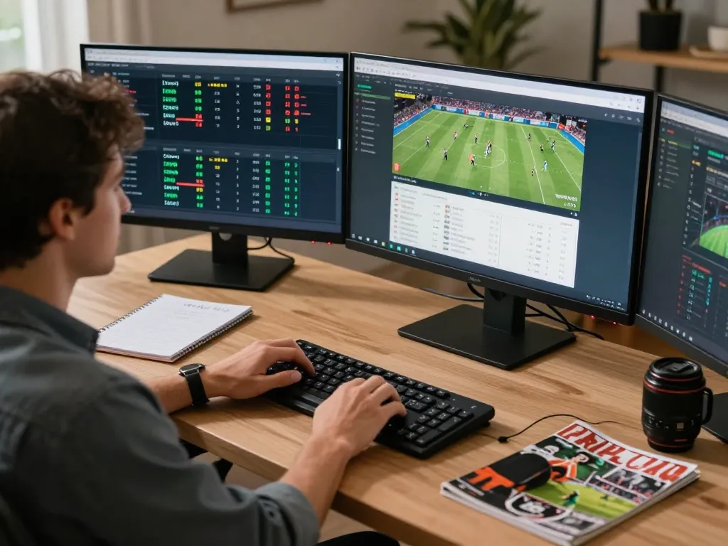 Engaging home setup for MAX88 online sports betting with live match updates and strategic notes.