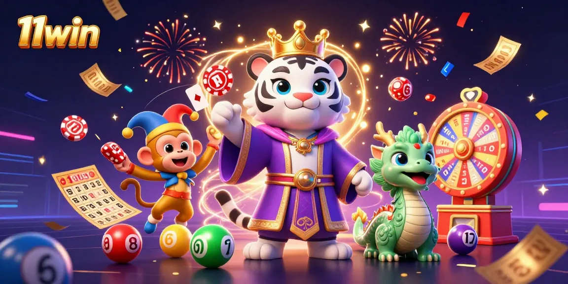 11win reveals the joy of gaming with animated 3D characters celebrating gambling wins.