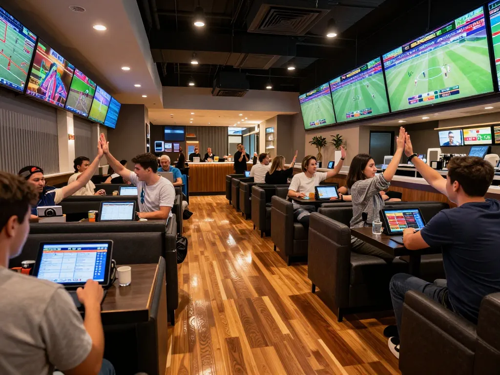Kèo nhà cái 5 displayed on multiple screens as bettors engage and analyze odds together