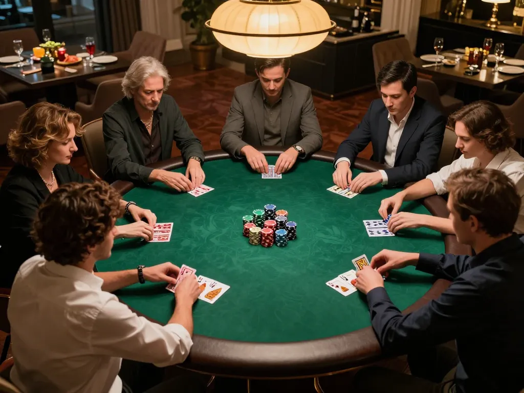 Players engaged in a lively poker game at home, highlighting the vipwin com experience.