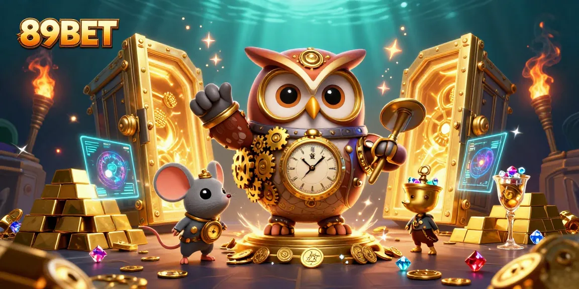 Experience thrilling gambling adventures with 89BET's captivating 3D casino illustration, bursting with treasures.