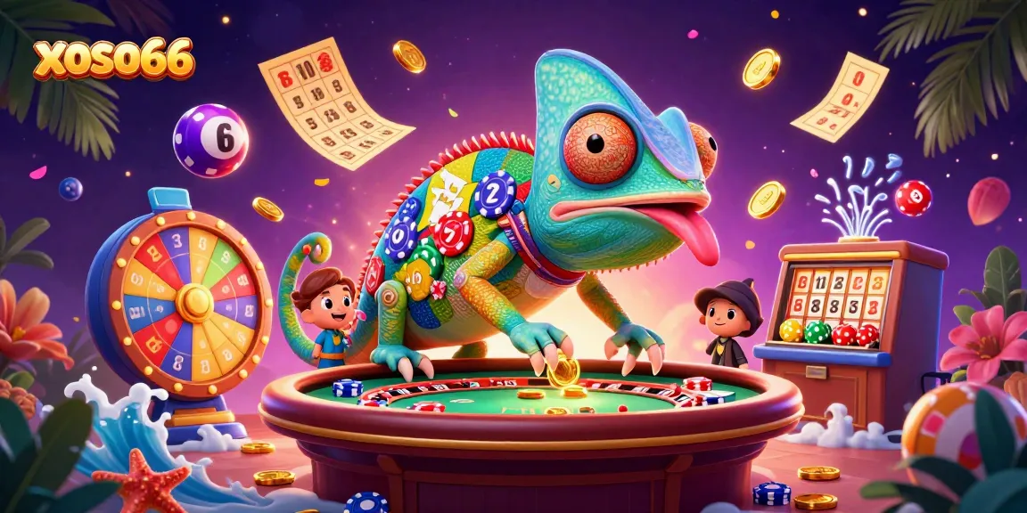 Engage with xoso66's vibrant lottery and casino experience featuring lively characters and dynamic elements.