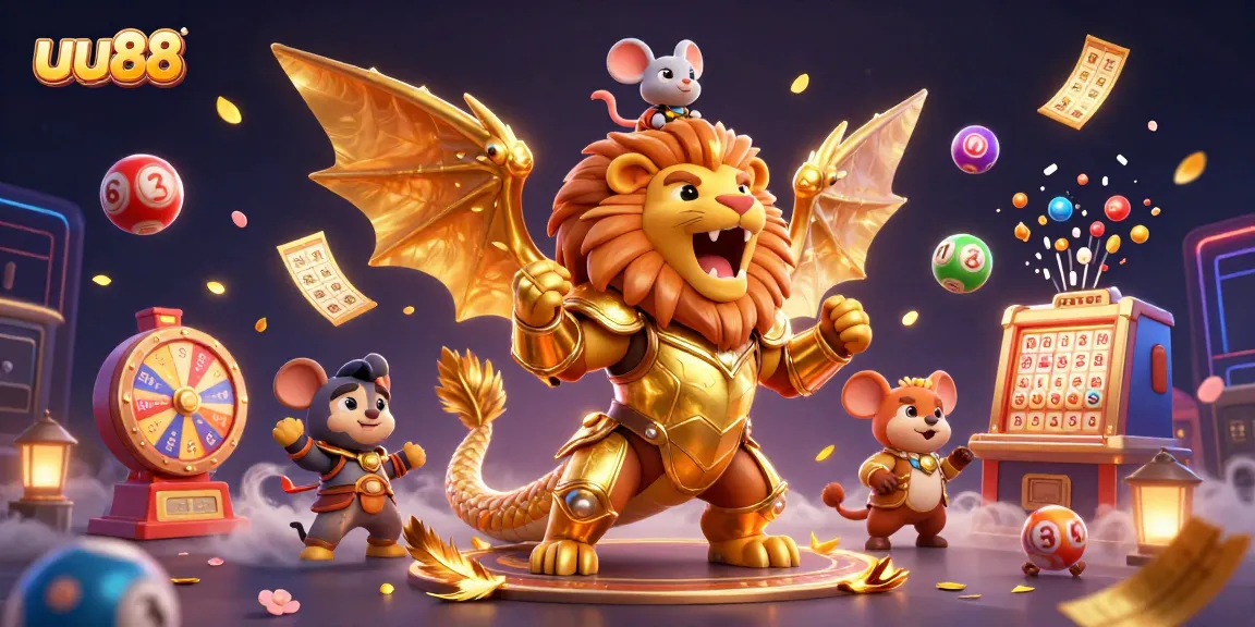 uu88 players enjoying a colorful lottery game with golden prizes in an exciting environment