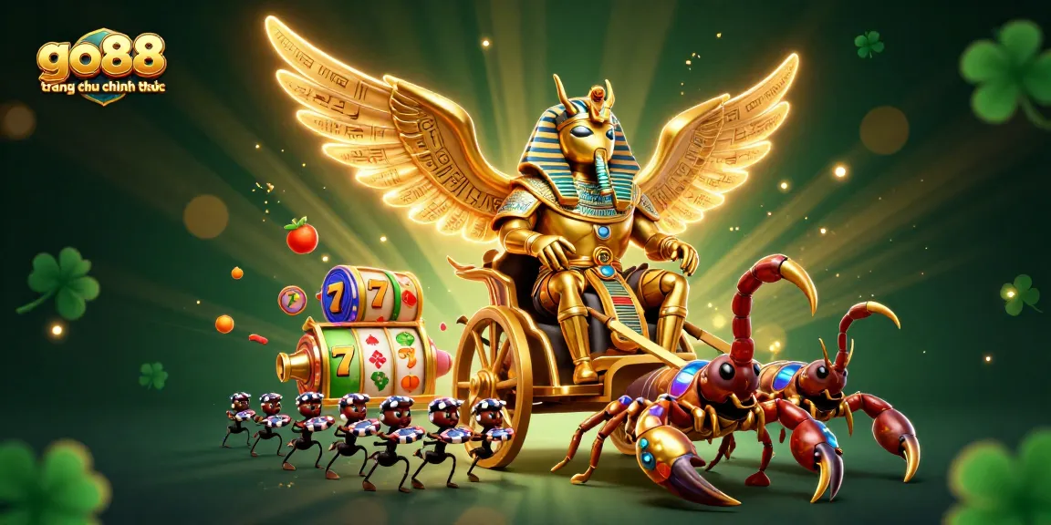 Engage with go88 trang chu chinh thuc in this vibrant casino adventure with scarab and scorpion characters.