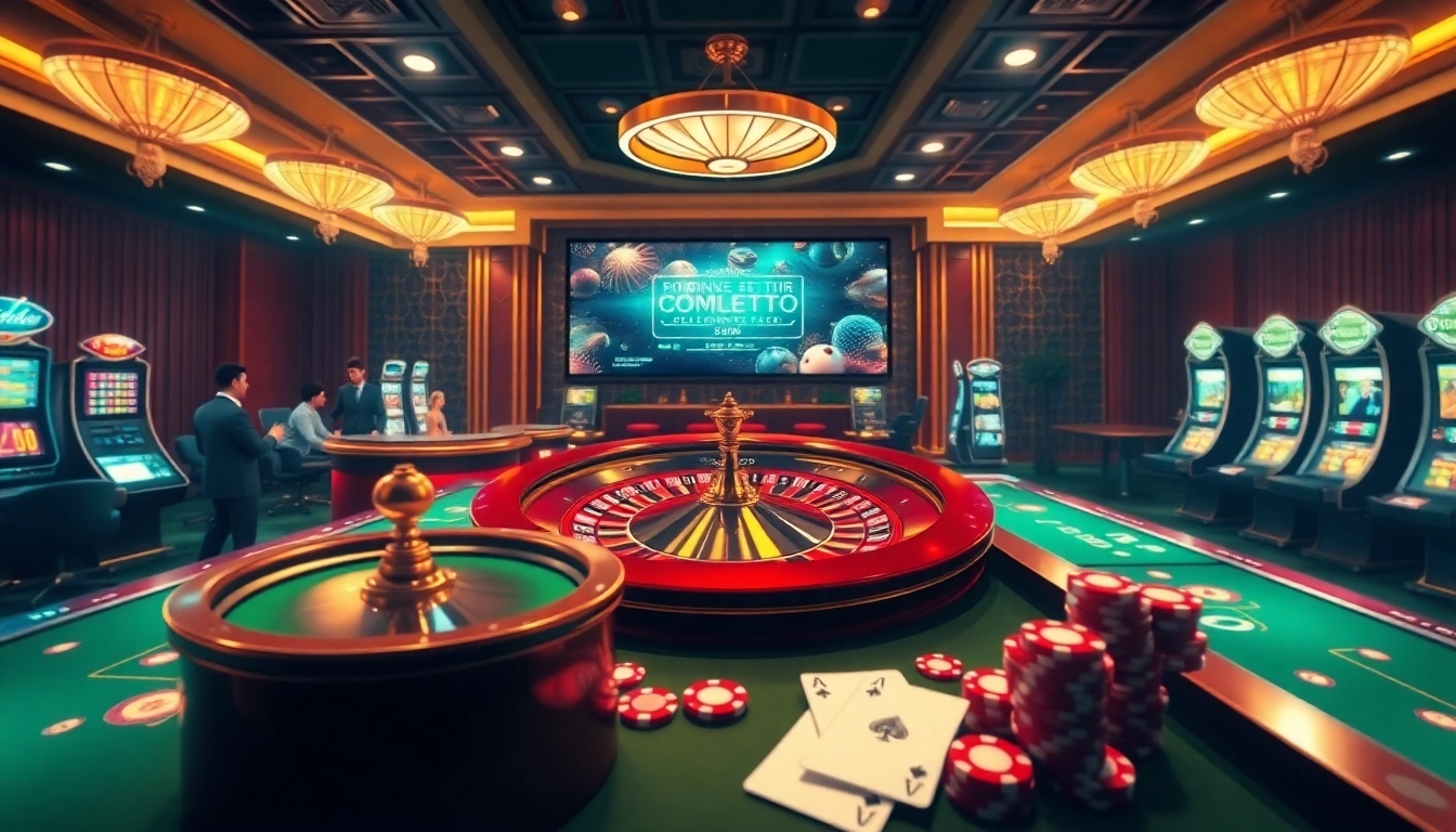 Experience the excitement of online gambling at https://kjc.football/ with a luxurious casino interface featuring roulette and poker.