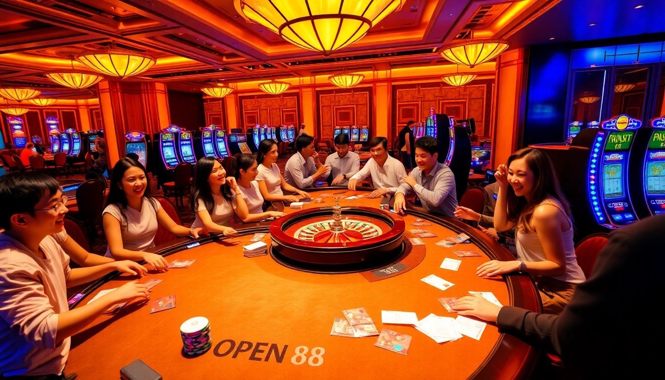 Experience the excitement at OPEN 88 with players enjoying vibrant casino games.