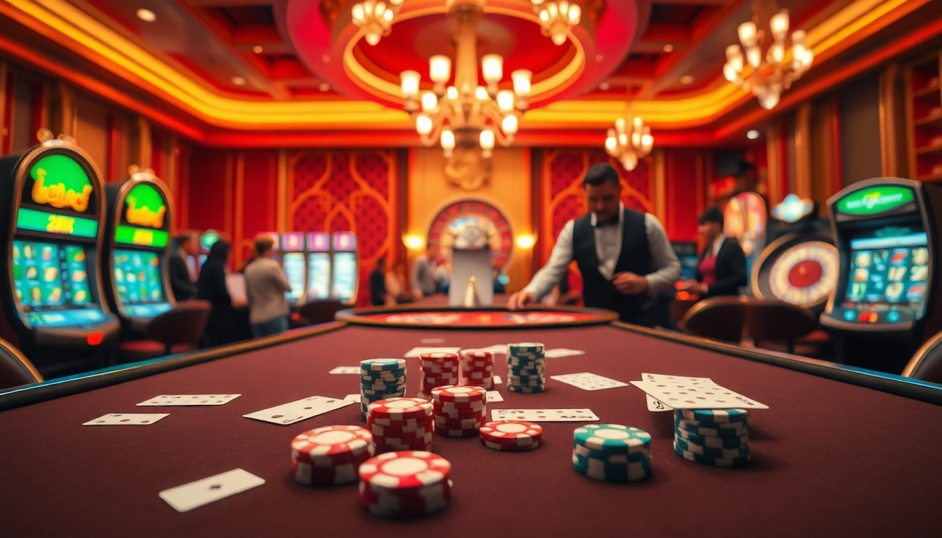 8XX casino scene featuring poker chips and cards in an exciting gambling atmosphere