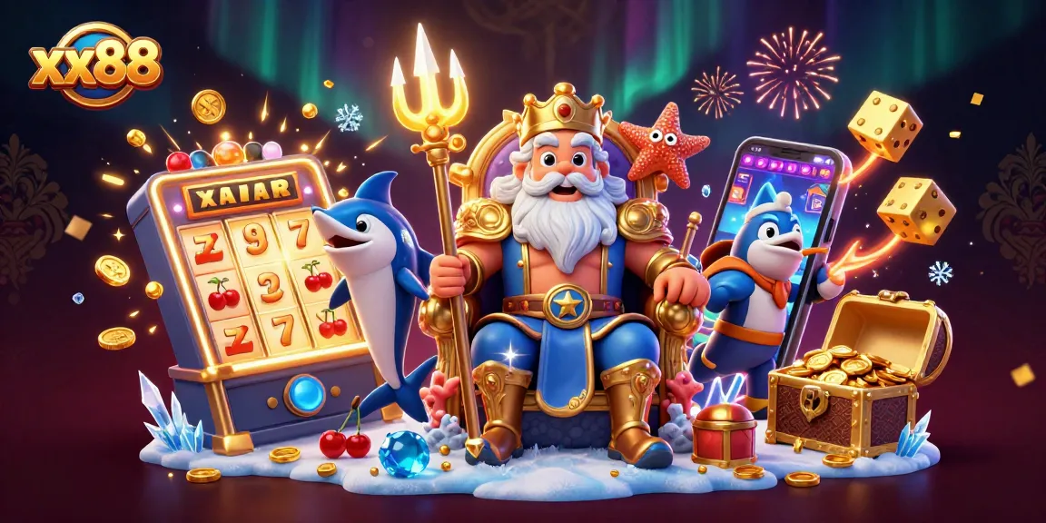 Experience thrilling gameplay at xx88 with an exciting jackpot scene featuring Neptune and vibrant casino elements.