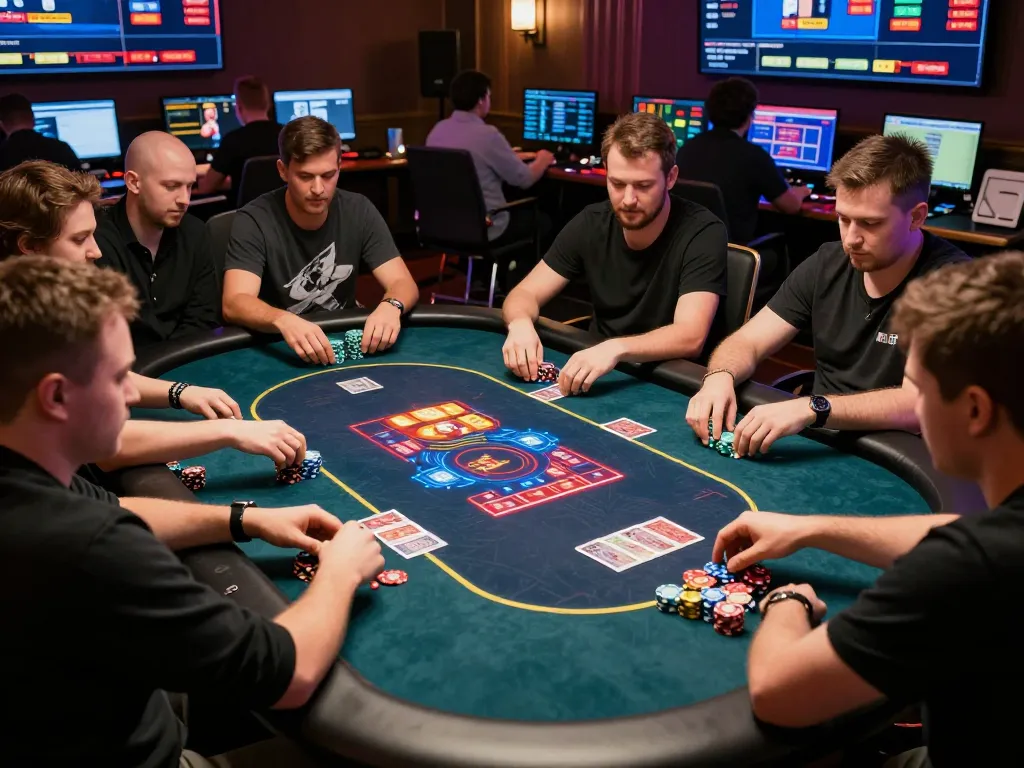 Zowin online poker action with players in intense gameplay showcasing strategic betting