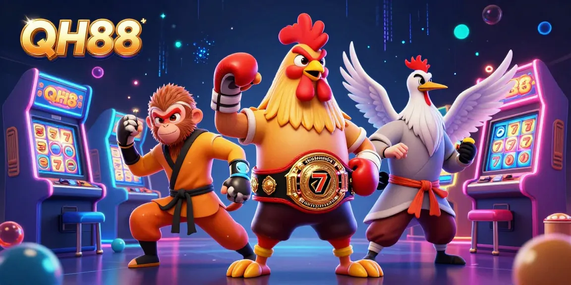 Engage in thrilling moments at QH88 with vibrant 3D casino characters and slot reels.