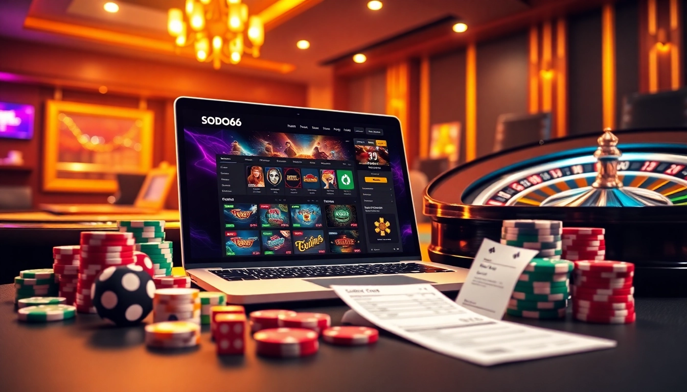 Experience the luxury of SODO66 online gaming with vibrant casino elements and excitement.