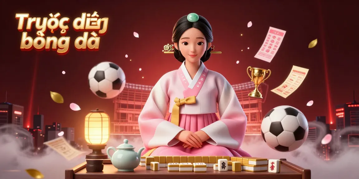Experience Trực tiếp bóng đá with stunning visual action of sports betting elements and a serene character illustration.