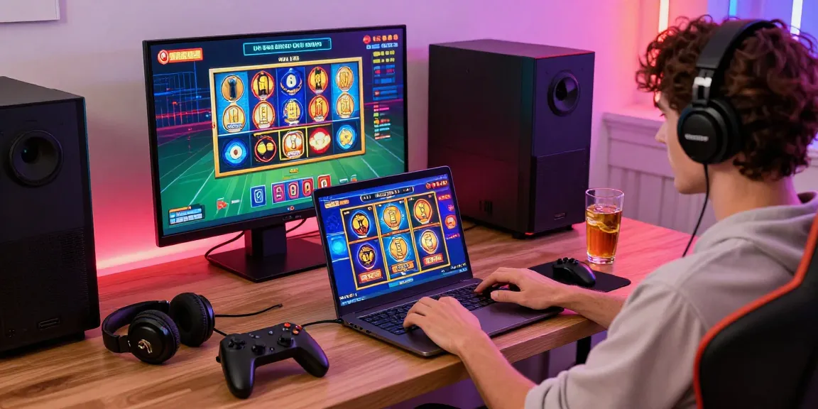 Experience the excitement at credit card casinos with https://mhfe.org.uk's vibrant gaming scene featuring a player immersed in action.