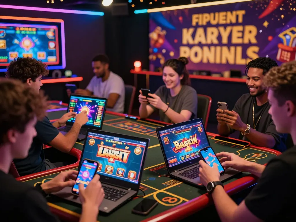 Engaged gamers at TK88 enjoying vibrant online casino games, showcasing excitement and interaction.