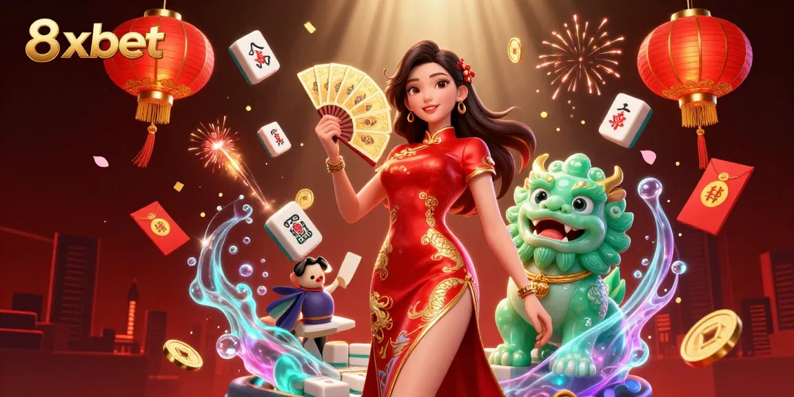 Engaging illustration of 8xbet showcasing online gaming excitement with vibrant casino elements.