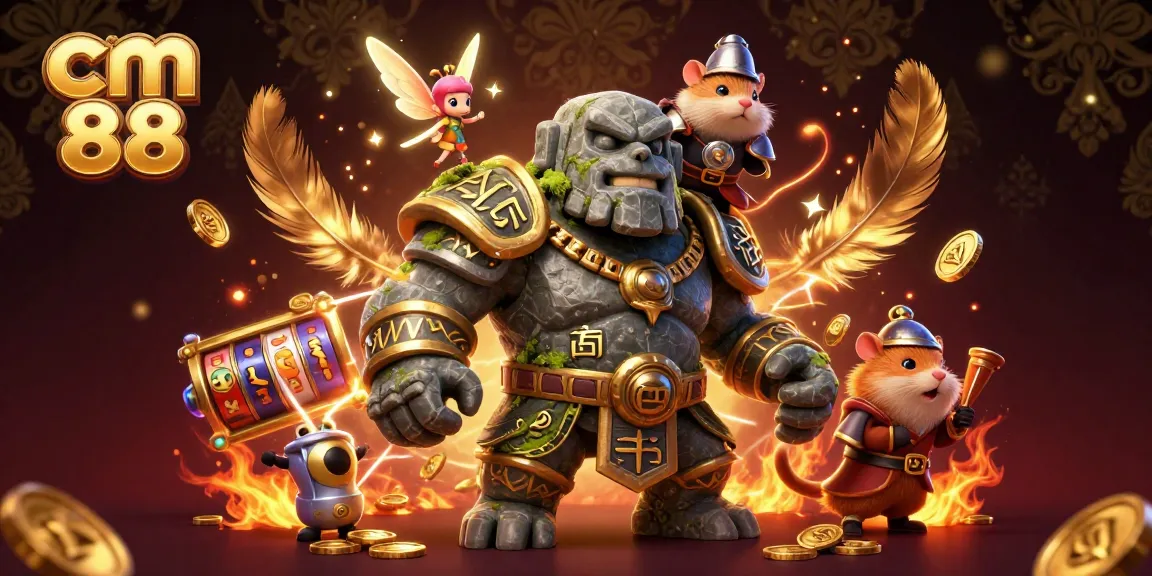 Engage with cm 88’s vibrant online gaming experience through a magical 3D illustration showcasing exciting casino elements.