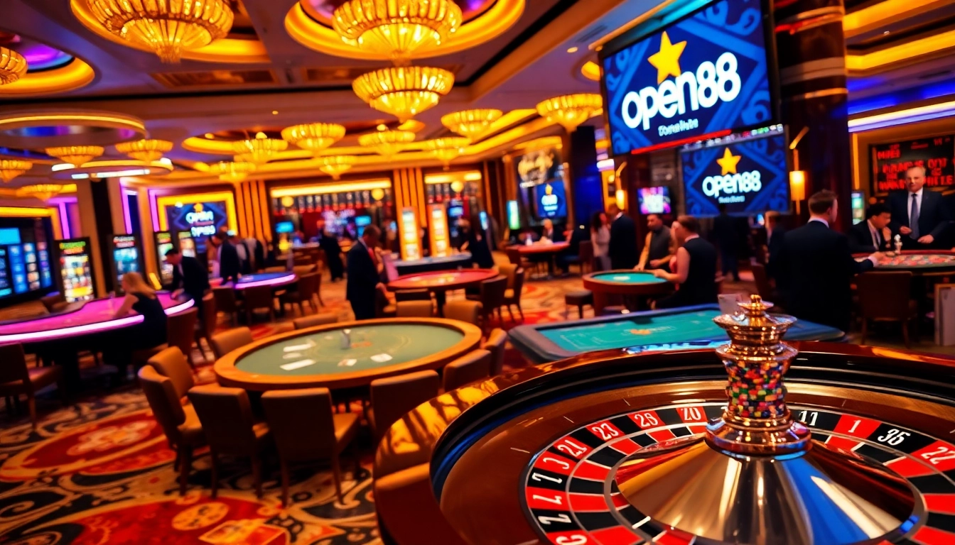 Experience the excitement of trang chủ OPEN88 with players at roulette, poker, and slot machines.