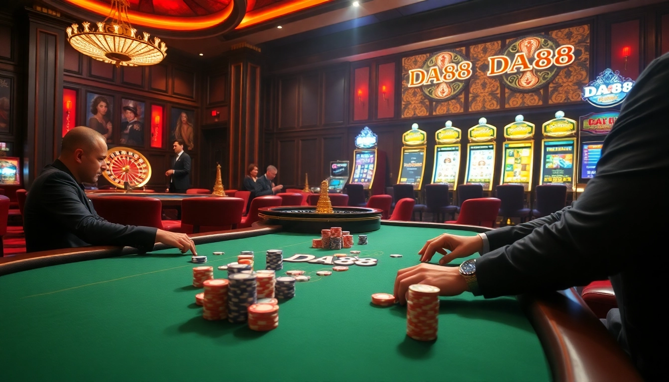 Engage in thrilling poker action at a dazzling casino featuring DA88 elements.