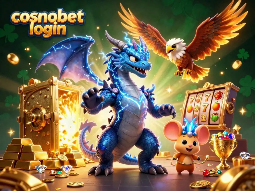 Engage with the thrilling cosmobet login scene featuring dynamic casino games and electric characters.